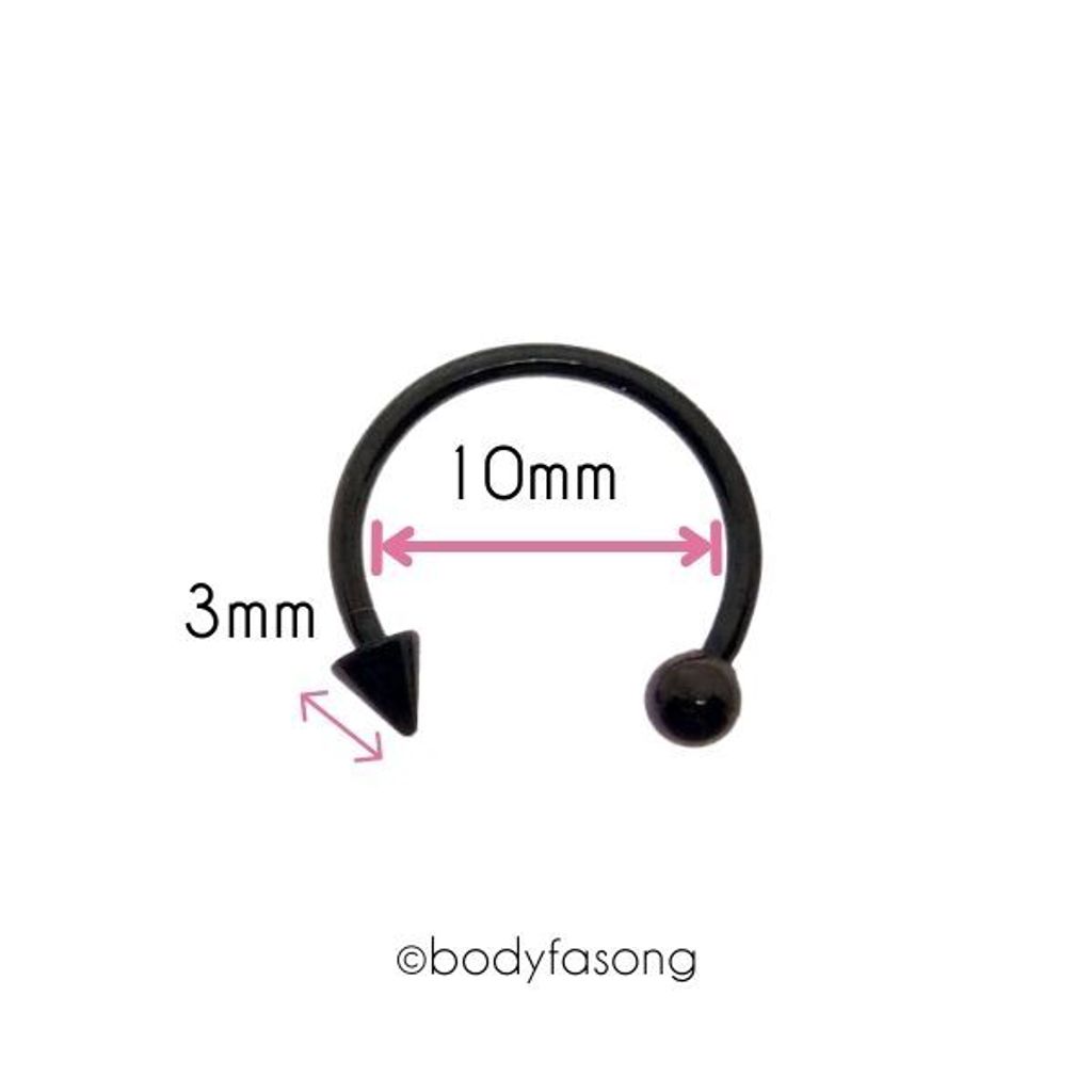 16G黑鈦圓錐馬蹄槓鈴_內徑10mm/錐3mm