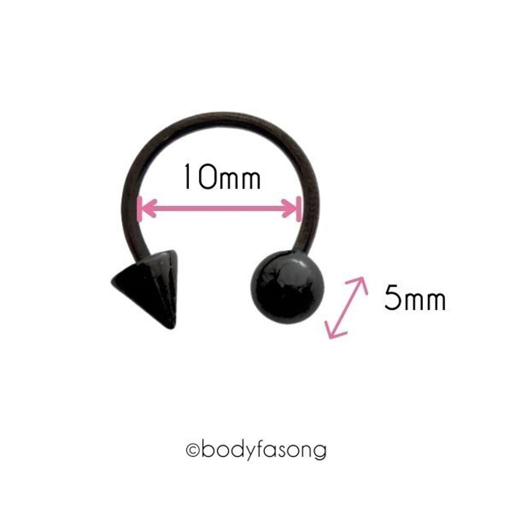 16G黑鈦圓錐馬蹄槓鈴_內徑10mm/錐5mm