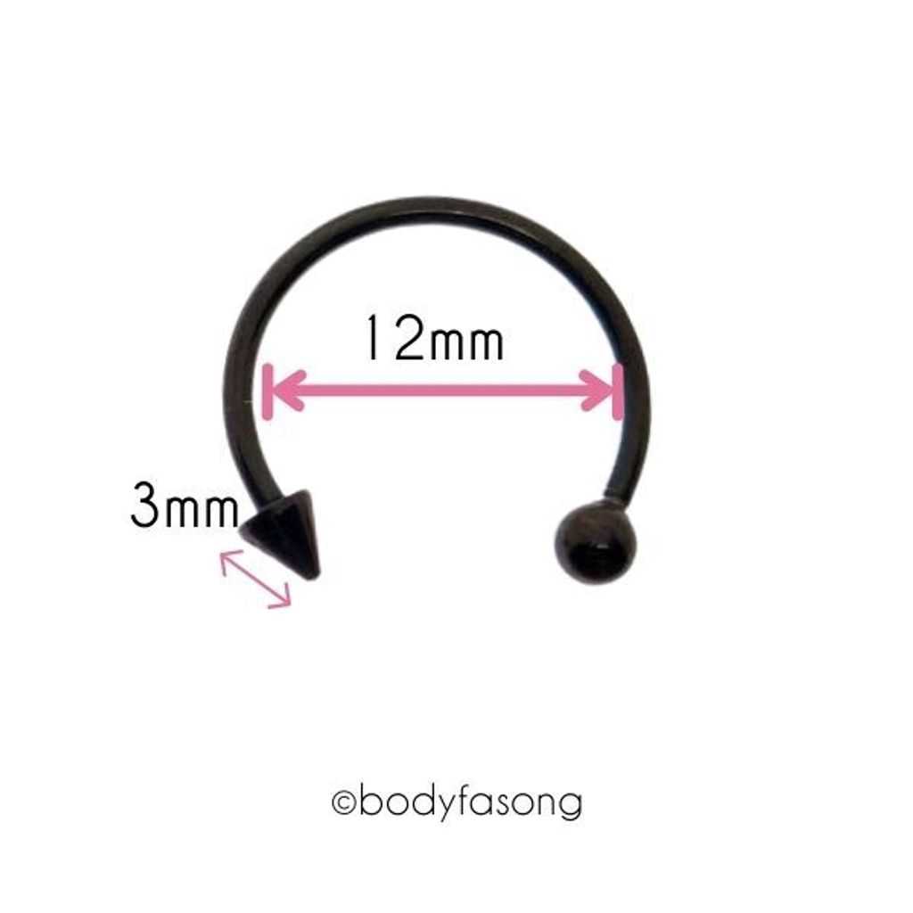 16G黑鈦圓錐馬蹄槓鈴_內徑12mm/錐3mm