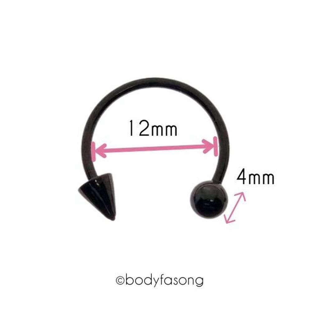 16G黑鈦圓錐馬蹄槓鈴_內徑12mm/錐4mm