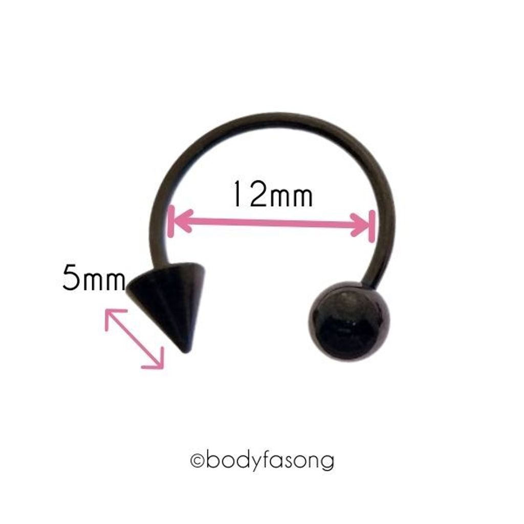 16G黑鈦圓錐馬蹄槓鈴_內徑12mm/錐5mm