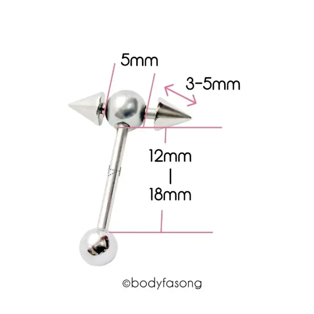 小棒槌尖錐款舌環_尺寸測量