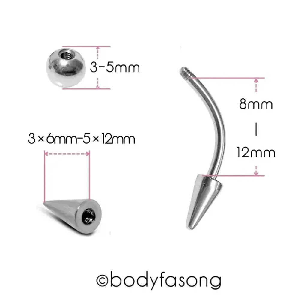 16G長錐帶珠款彎曲槓鈴_尺寸