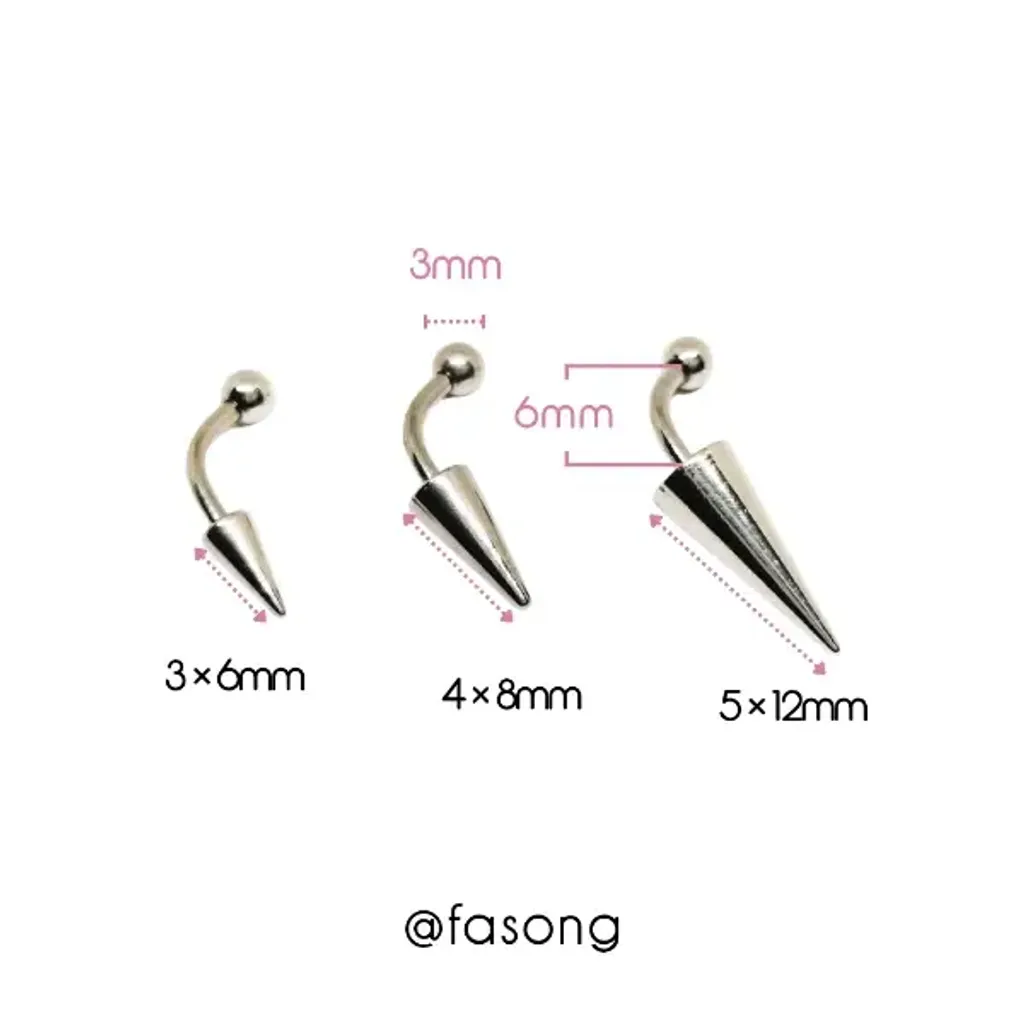 16G長錐帶珠款彎曲槓鈴_長6mm鎖珠3mm