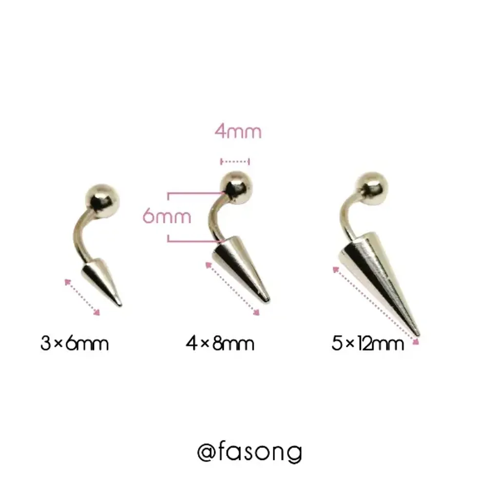 16G長錐帶珠款彎曲槓鈴_長6mm鎖珠4mm