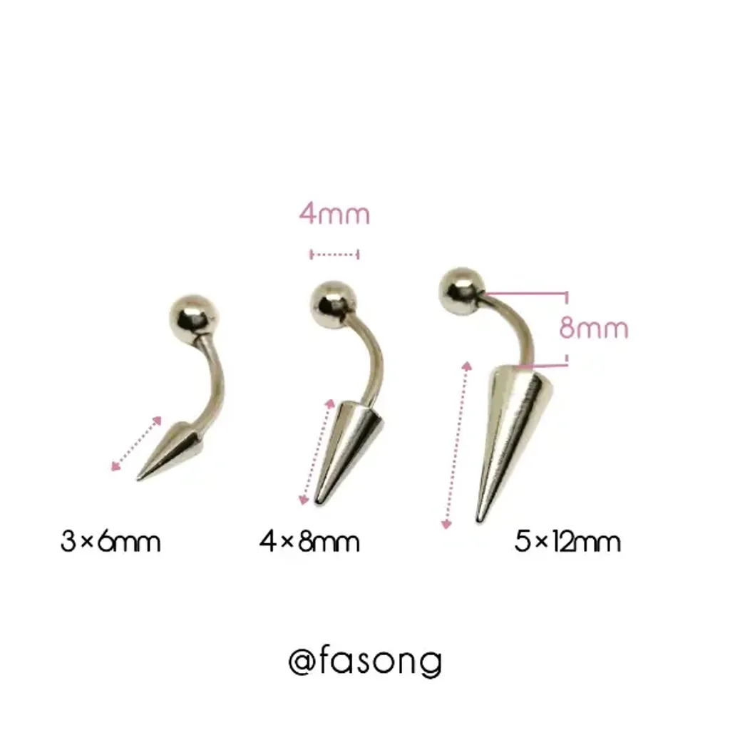 16G長錐帶珠款彎曲槓鈴_長8mm鎖珠4mm