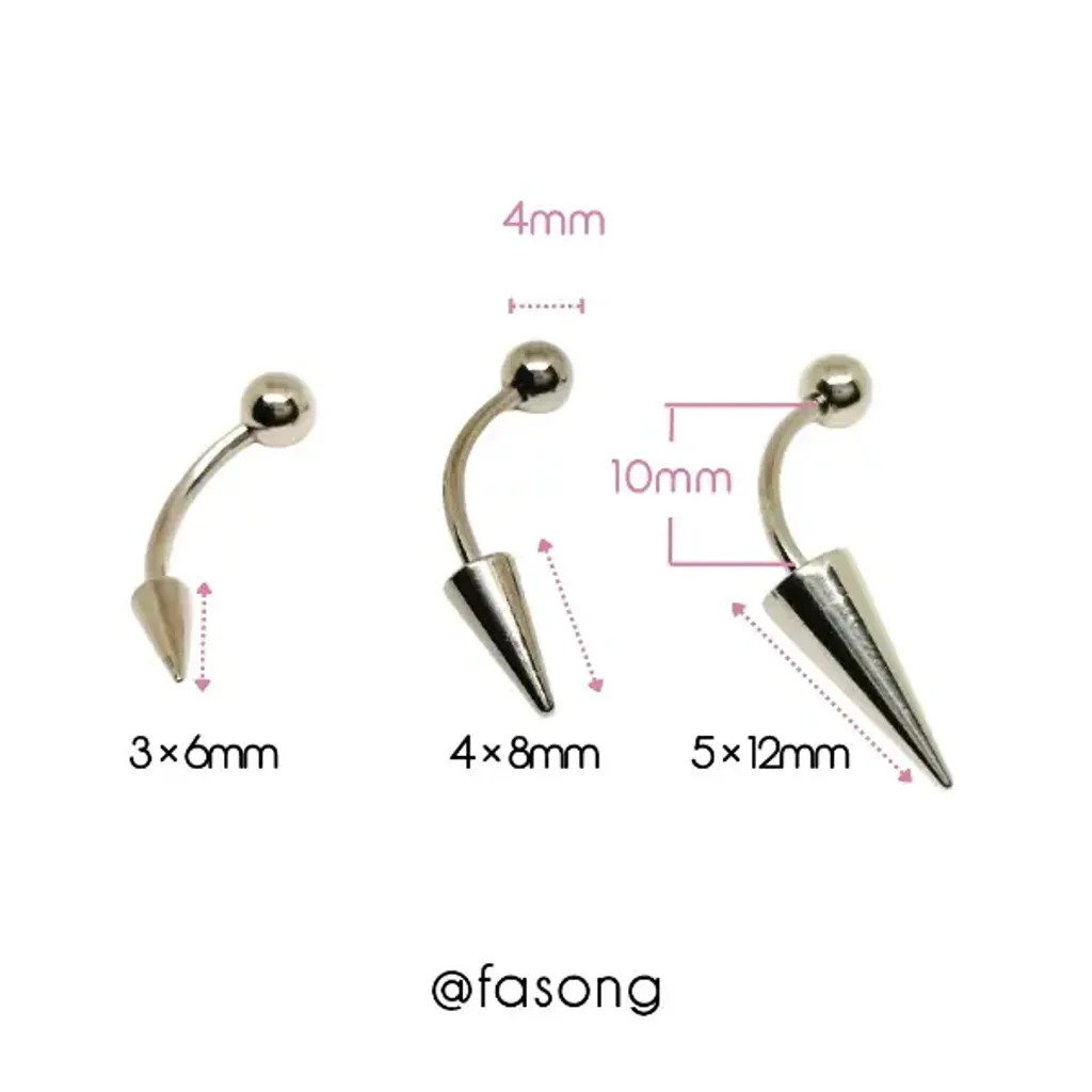 16G長錐帶珠款彎曲槓鈴_長10mm鎖珠4mm