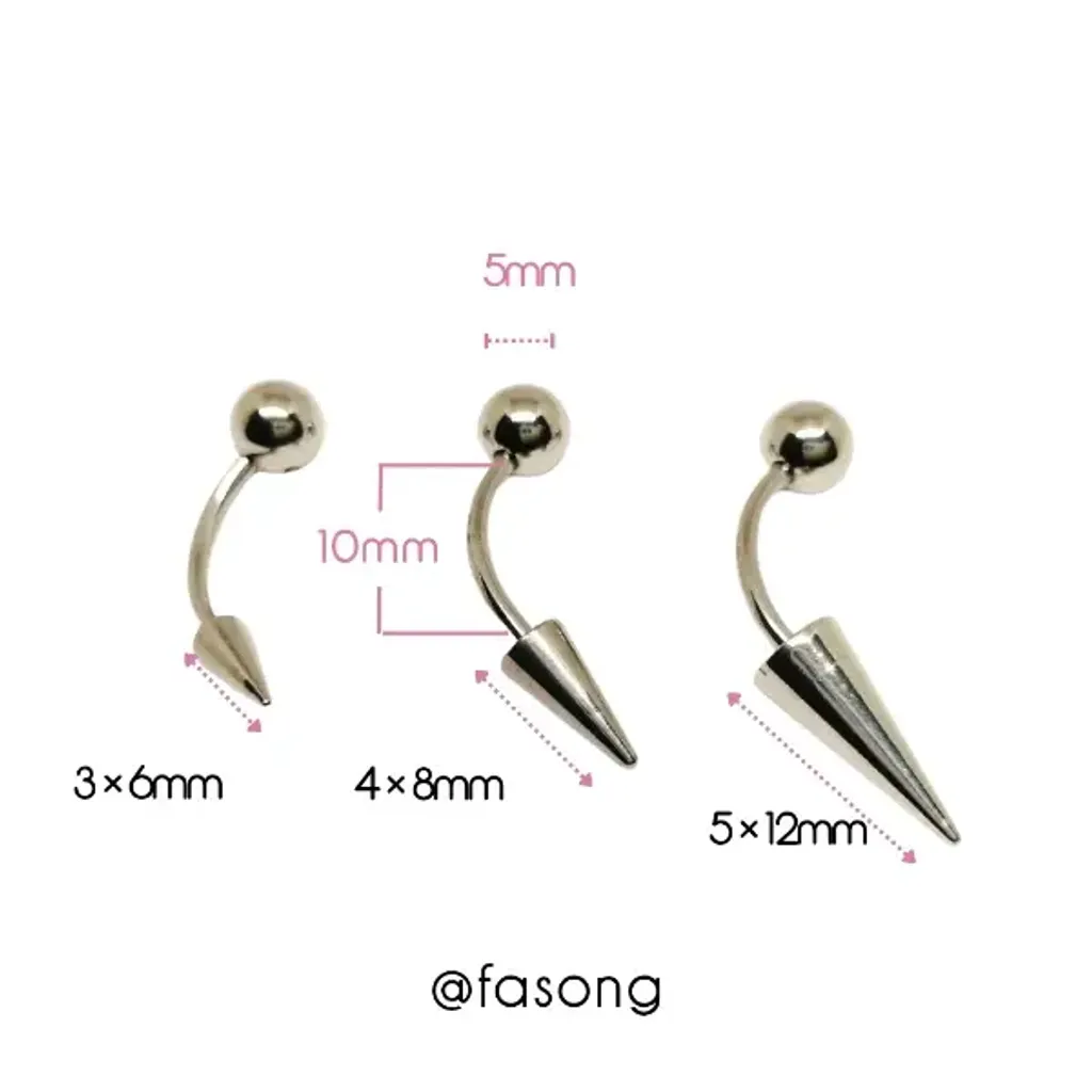 16G長錐帶珠款彎曲槓鈴_長10mm鎖珠5mm