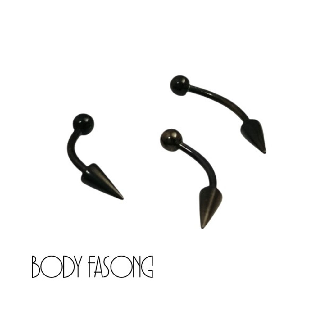 16G黑鈦長錐帶珠款彎曲槓鈴