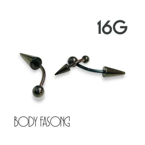 16G黑鈦長錐帶珠款彎曲槓鈴