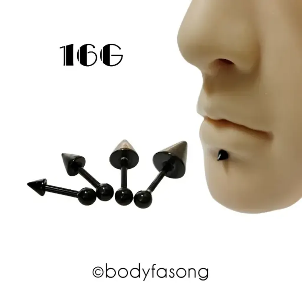 16G黑鈦錐款耳釘