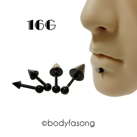 16G黑鈦錐款耳釘