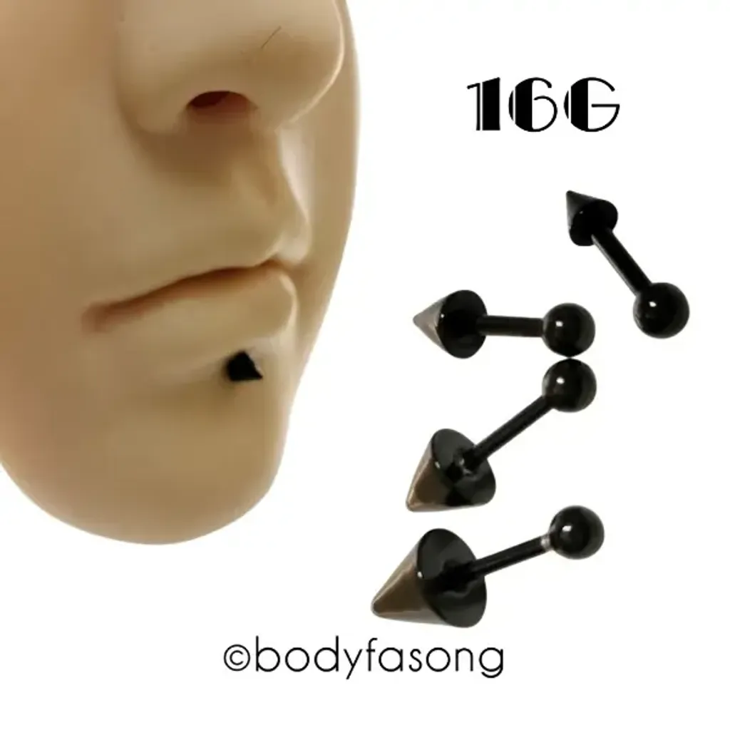 16G黑鈦錐款耳釘