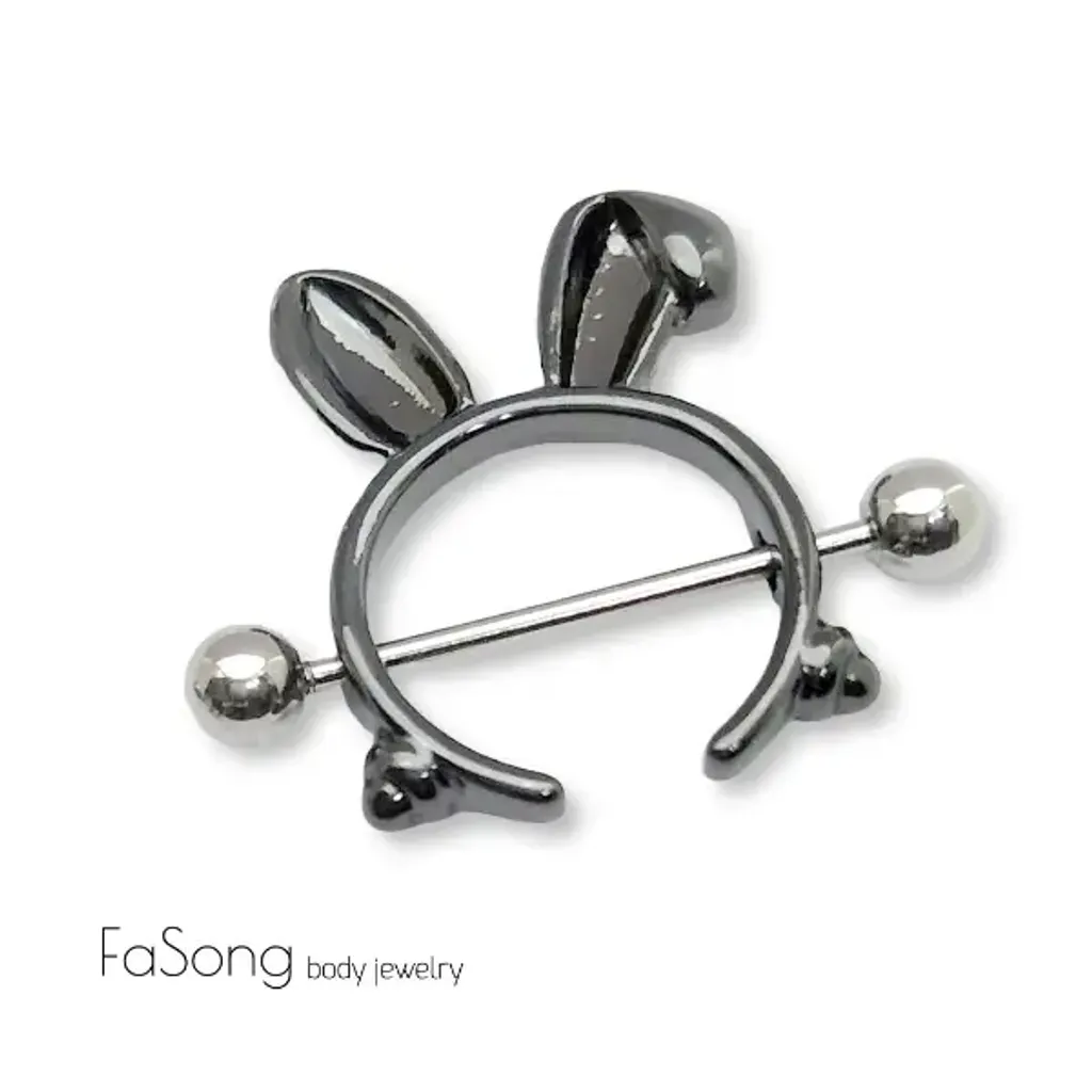 乳頭罩邦尼兔耳朵_黑鈦