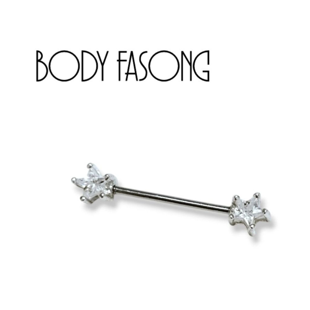 乳頭槓鈴_爪鑲星形水晶