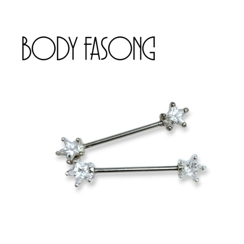 乳頭槓鈴_爪鑲星形水晶