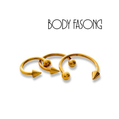 金色圓錐16G馬蹄槓鈴