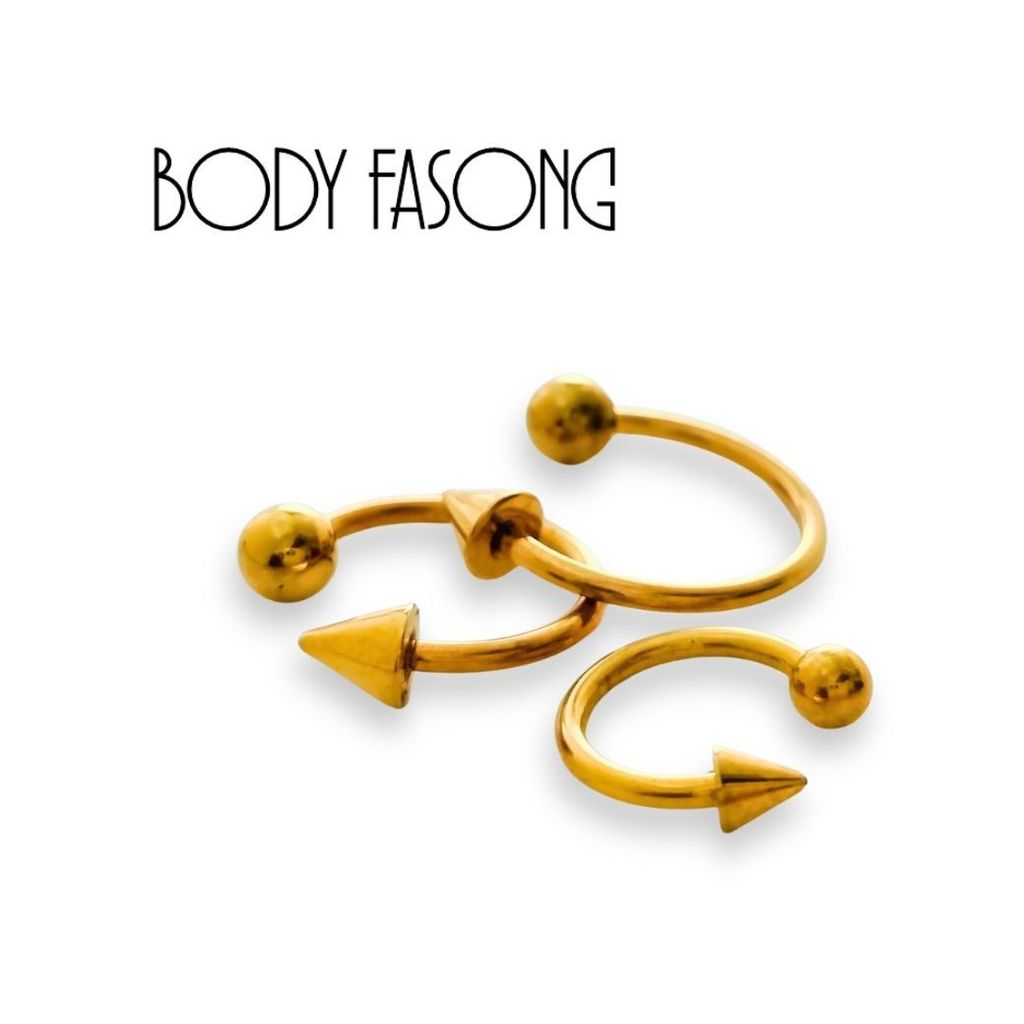 金色圓錐16G馬蹄槓鈴