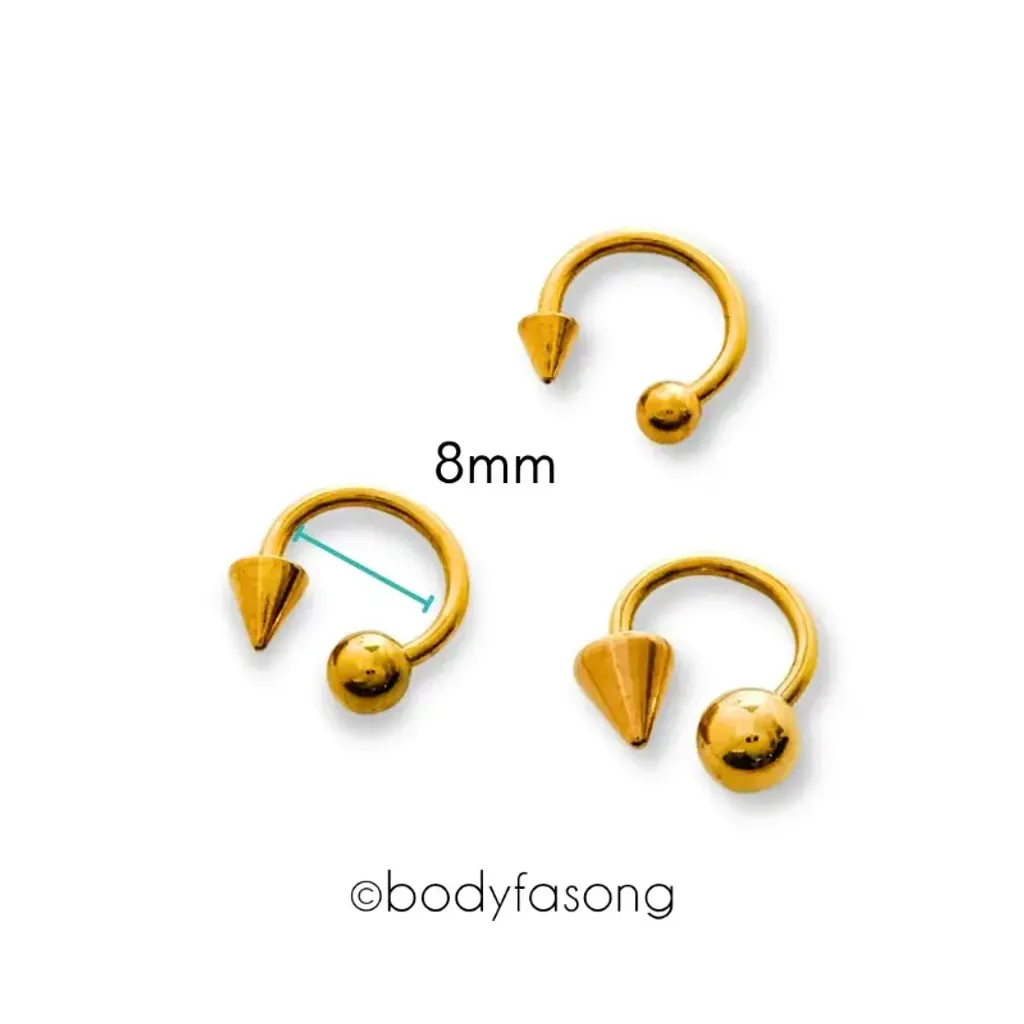 金色圓錐16G馬蹄槓鈴_08mm