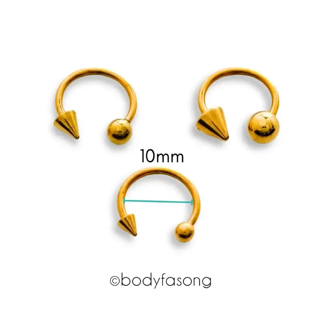 金色圓錐16G馬蹄槓鈴_10mm