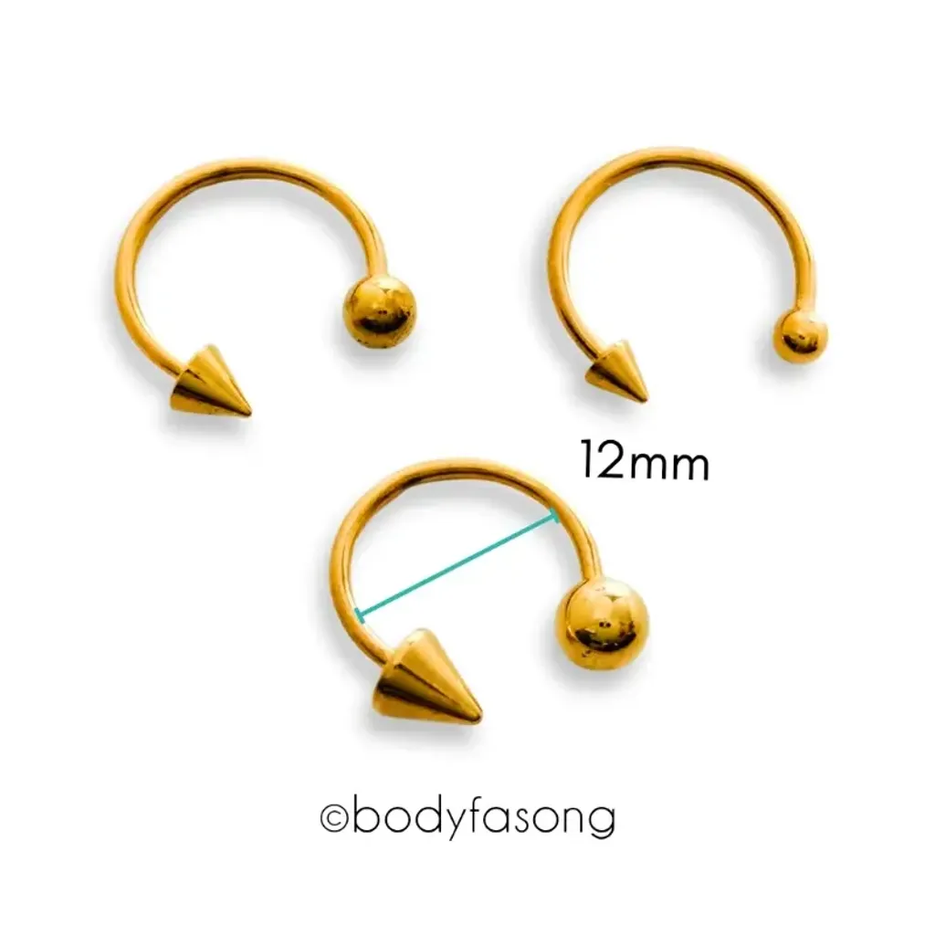 金色圓錐16G馬蹄槓鈴_12mm