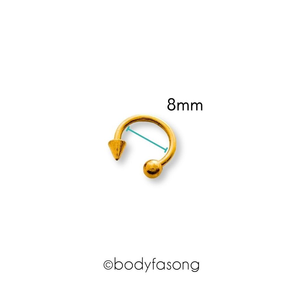 金色圓錐16G馬蹄槓鈴_08mm×3