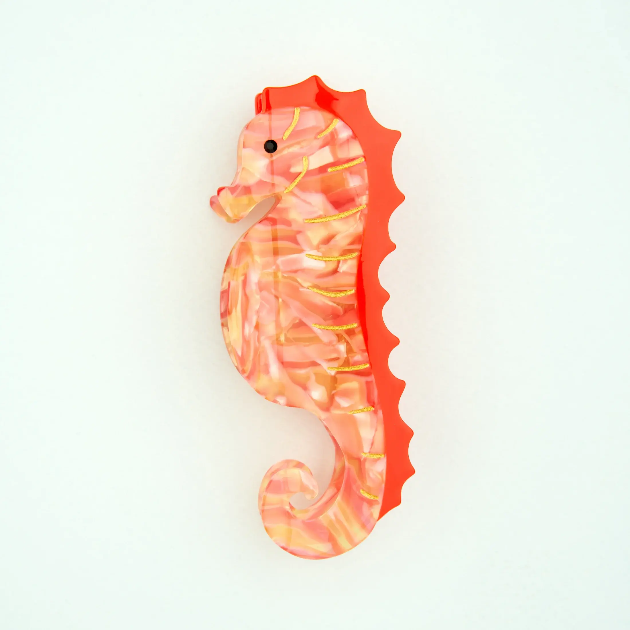 coucou-suzette-accessoire-accessory-cadeau-gift-tendance-trendy-fashion-ete-summer-plouf-splash-mer-sea-pince-cheveux-hair-claw-hippocampe-seahorse-rouge-red-orange