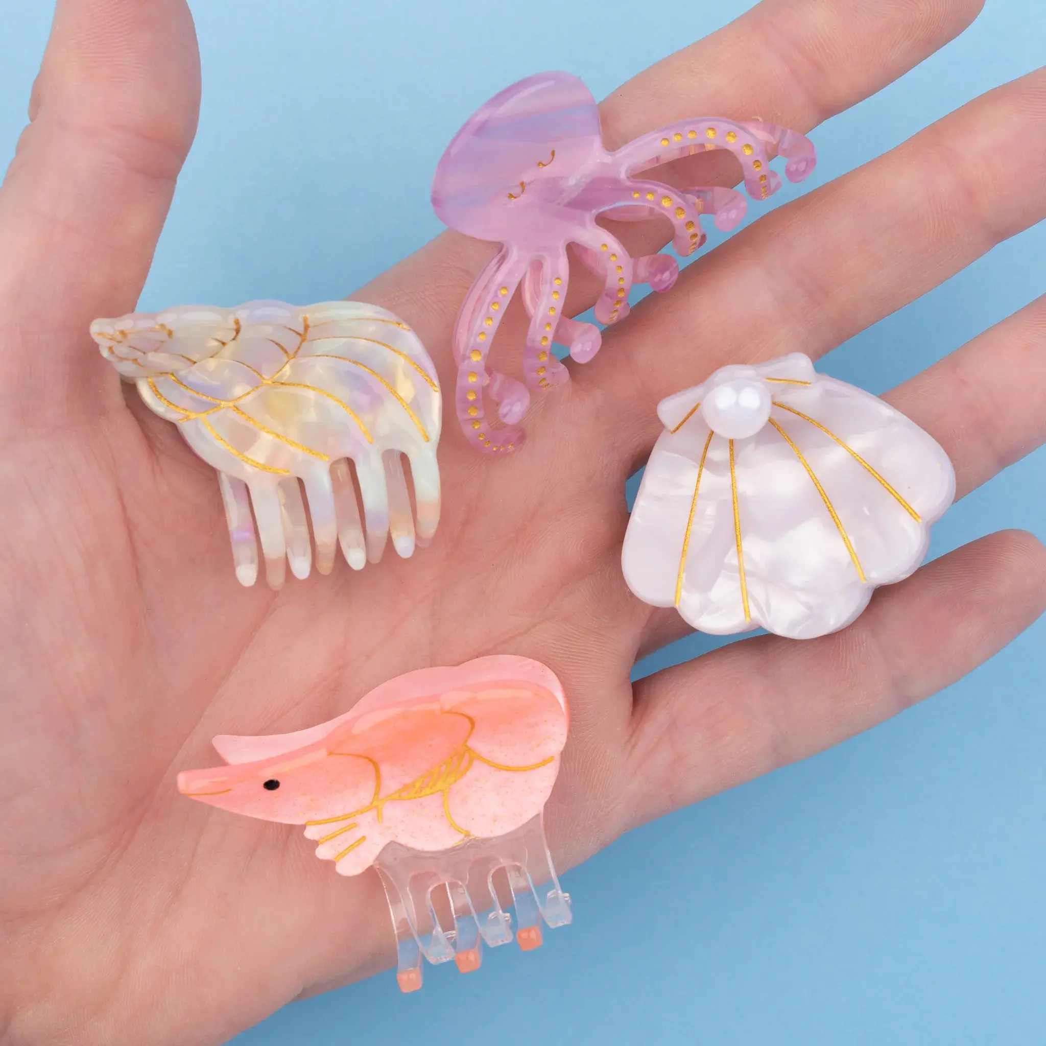 coucou-suzette-accessoire-cheveux-sea-ocean-splash-fishes-shells-pinces-mini-hair-claw-fun-beach-Groupes-HD