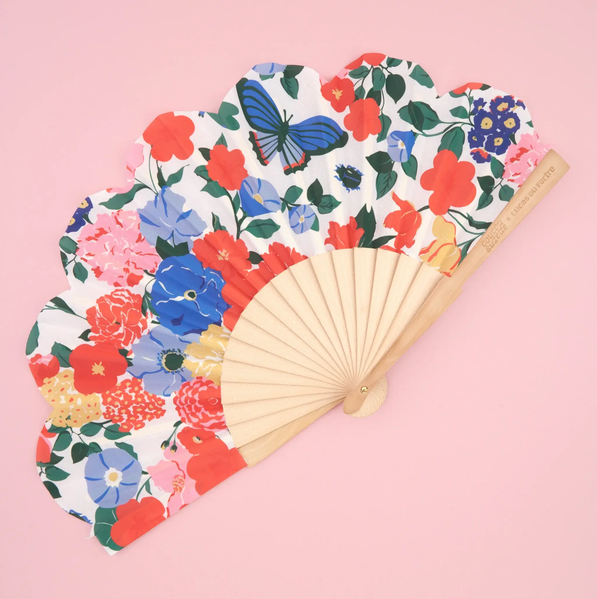 coucou-suzette-accessoire-accessory-cadeau-gift-tendance-trendy-fashion-ete-summer-collab-lucas-du-tertre-eventail-fan-floral-fleurs-flowers-bouquet-bleu-blue-orange-rouge-red