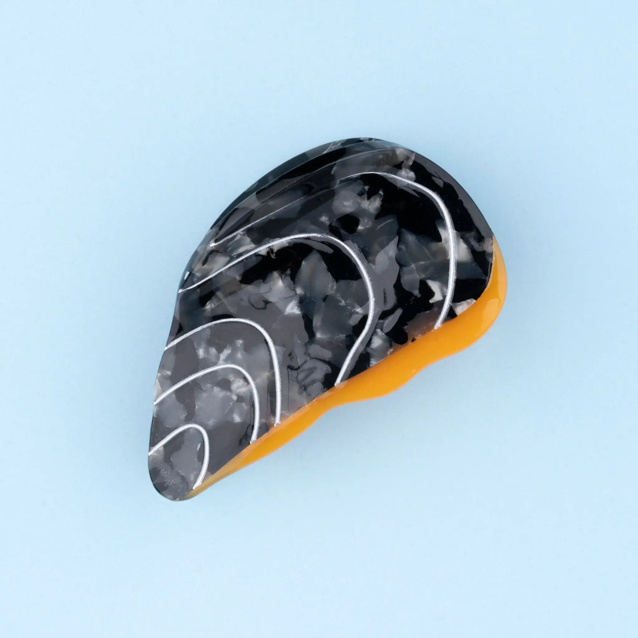 coucou-suzette-accessoire-accessory-cadeau-gift-pince-a-cheveux-hair-claw-coquillages-et-crustaces-shellfish-and-crustaceans-mer-sea-moule-mussel-noir-black-orange-HD