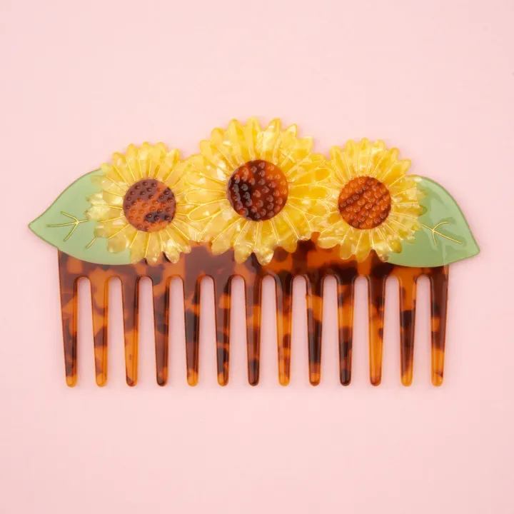 coucou-suzette-accessoire-accessory-cadeau-gift-tendance-mode-trendy-fashion-anniversaire-10-ans-peigne-comb-acetate-fleurs-flower-tournesol-sunflower-jaune-yellow