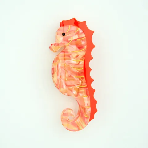 coucou-suzette-accessoire-accessory-cadeau-gift-tendance-trendy-fashion-ete-summer-plouf-splash-mer-sea-pince-cheveux-hair-claw-hippocampe-seahorse-rouge-red-orange