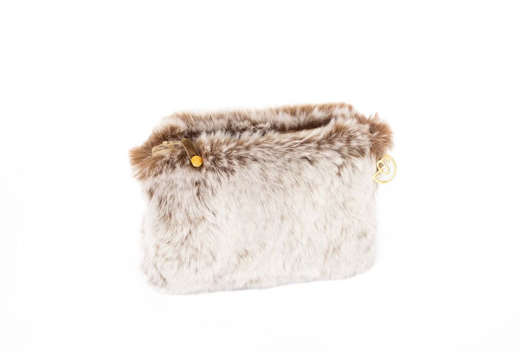 Trousse en fausse fourrure Evelyne Prélonge Chataigne