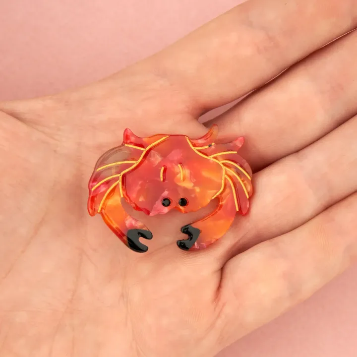 coucou-suzette-accessoire-accessory-cadeau-gift-tendance-mode-trendy-fashion-nouvelle-vague-coquillages-crustaces-splash-barrette-cheveux-hair-claw-clip-crabe-crab-orange-HD