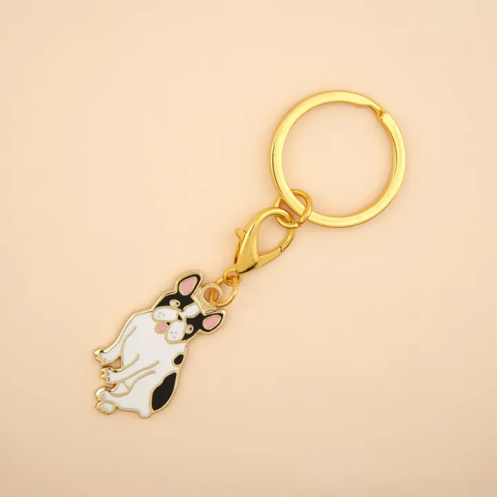 coucou-suzette-accessoire-accessory-cadeau-gift-tendance-mode-trendy-fashion-ouaf-woof-chien-dog-bouledogue-bulldog-porte-cle-clefs-key-ring-black-white-noir-blanc