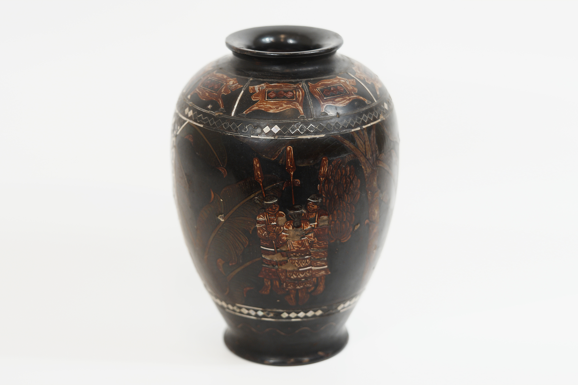 FK570 高級漆器 天然木 漆塗 大型 花生 花台 花器 壷付 40㎝ FK570 高級漆器 天然木 漆塗 大型 花生 花台 花器 壷付 40㎝