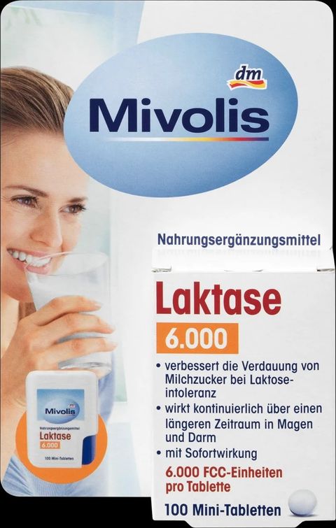 德國DM Mivolis Laktase 6000 乳糖酶膳食補充錠100錠乳糖不耐症– Bison Germany
