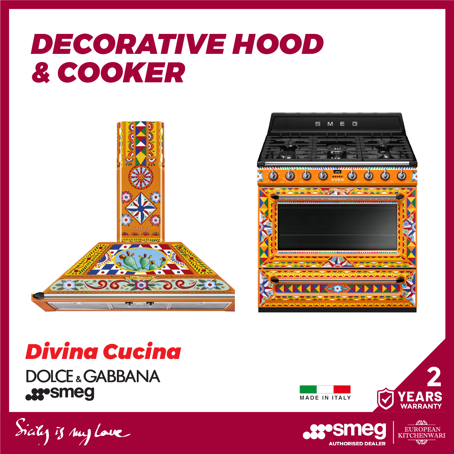 Divina Cucina Smeg Dolce & Gabbana - Decorative Hood & Cooker (Type A) –  European Kitchenware