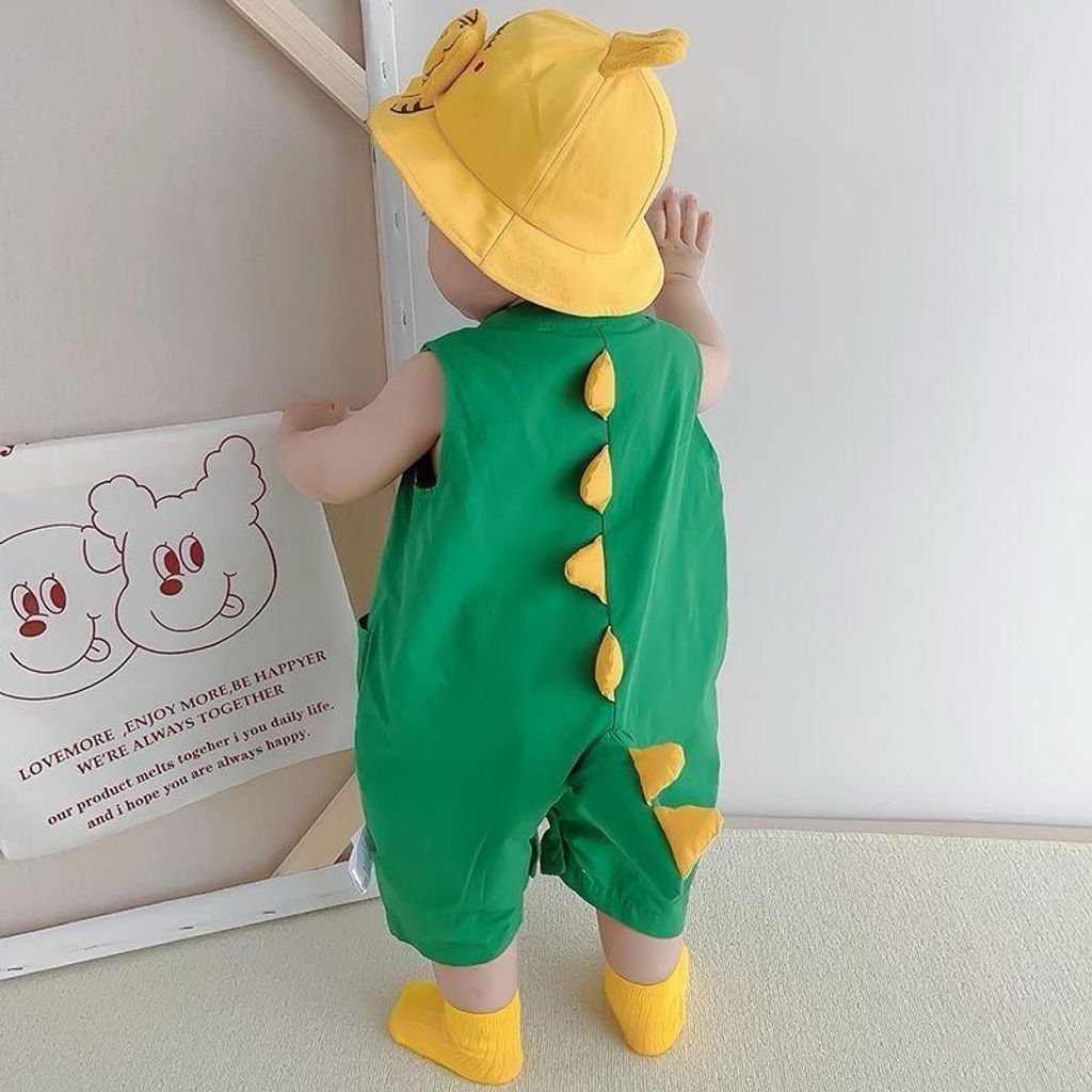 Green Dino Tail Romper 3