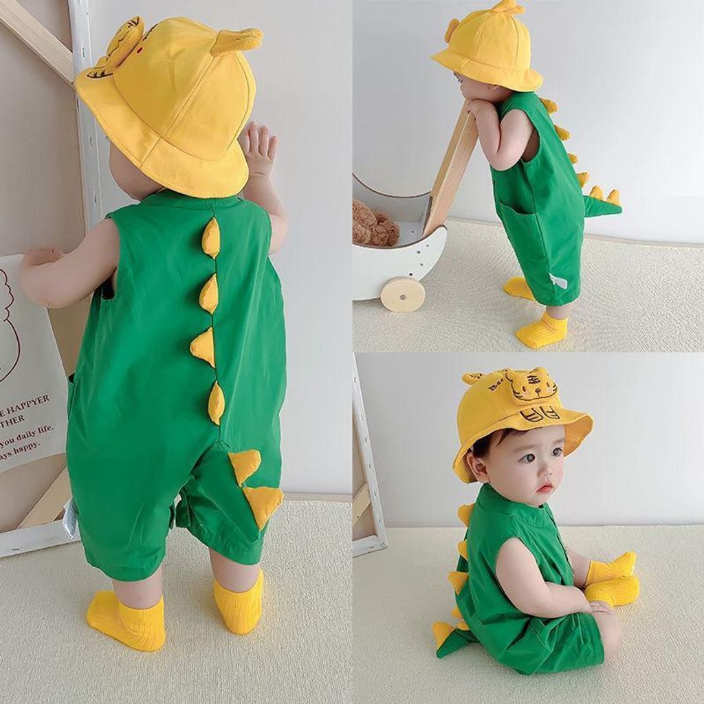 Green Dino Tail Romper