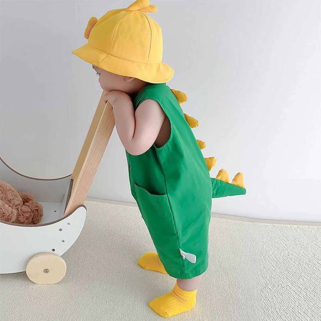 Green Dino Tail Romper 2