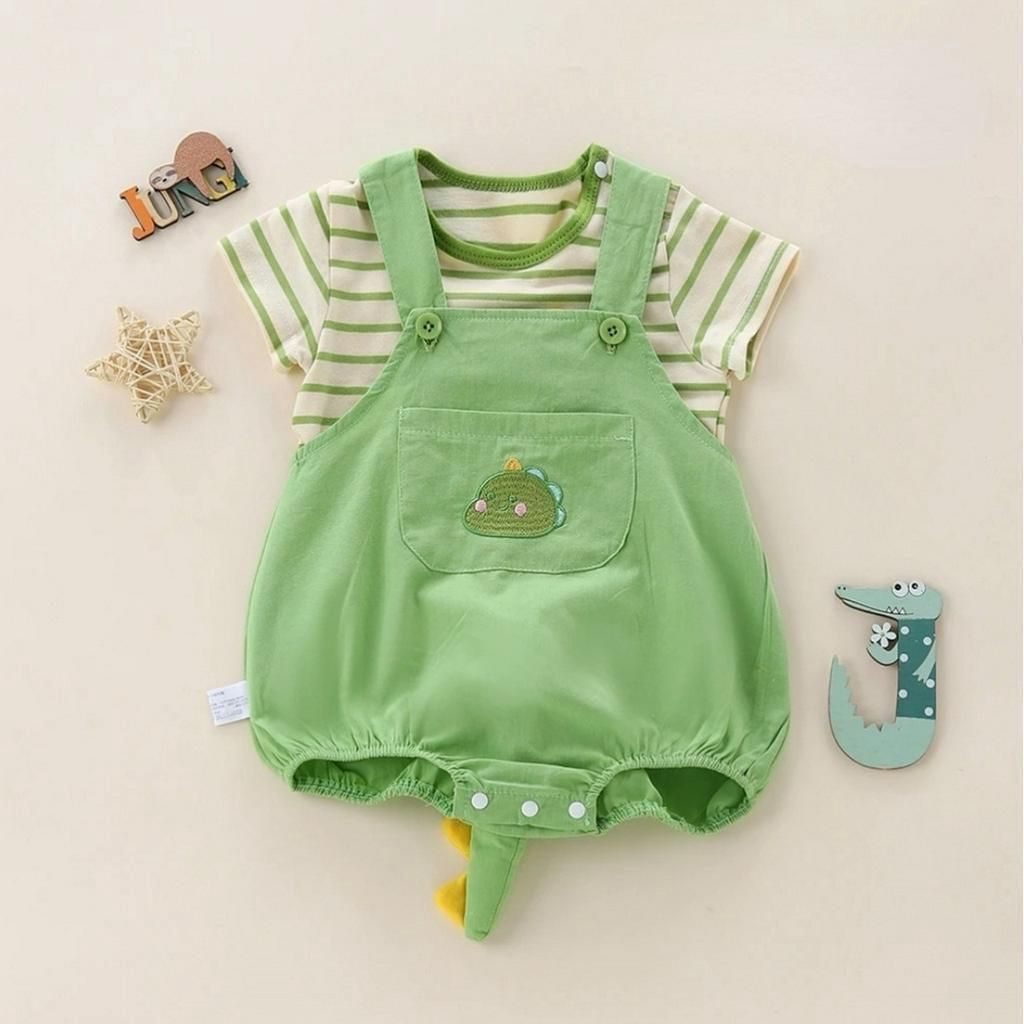 Green Dino Romper with Cute Tail 2