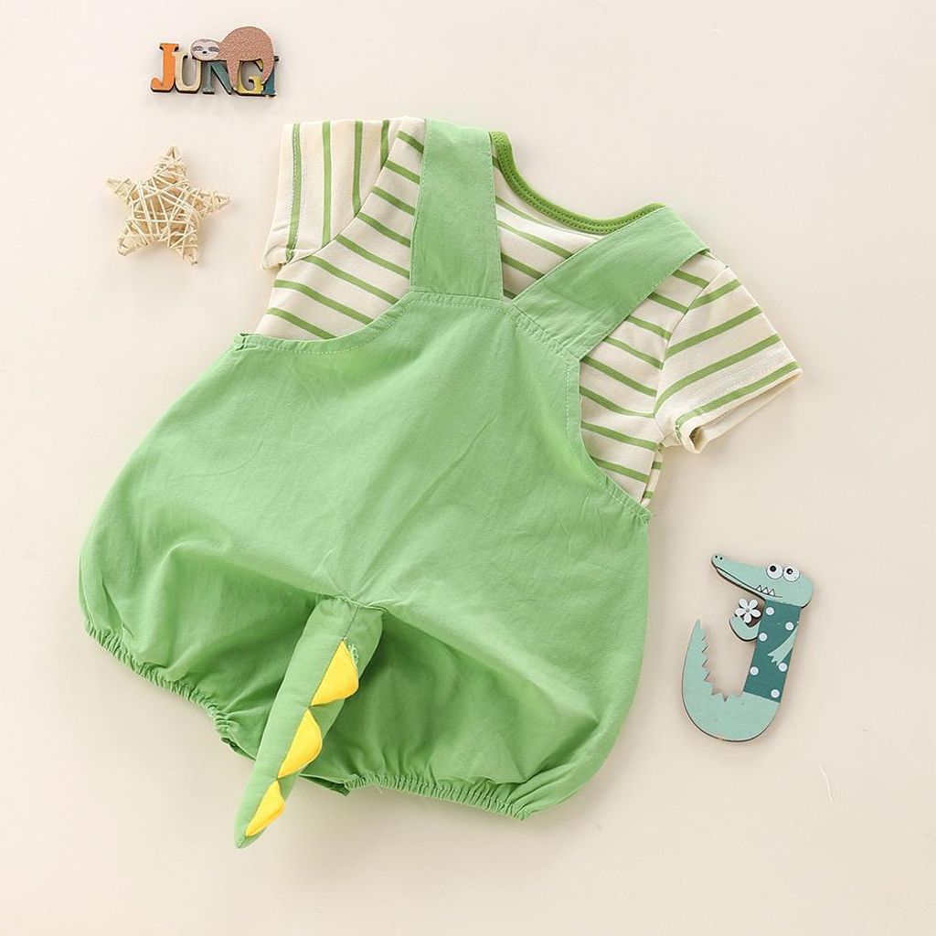 Green Dino Romper with Cute Tail 3