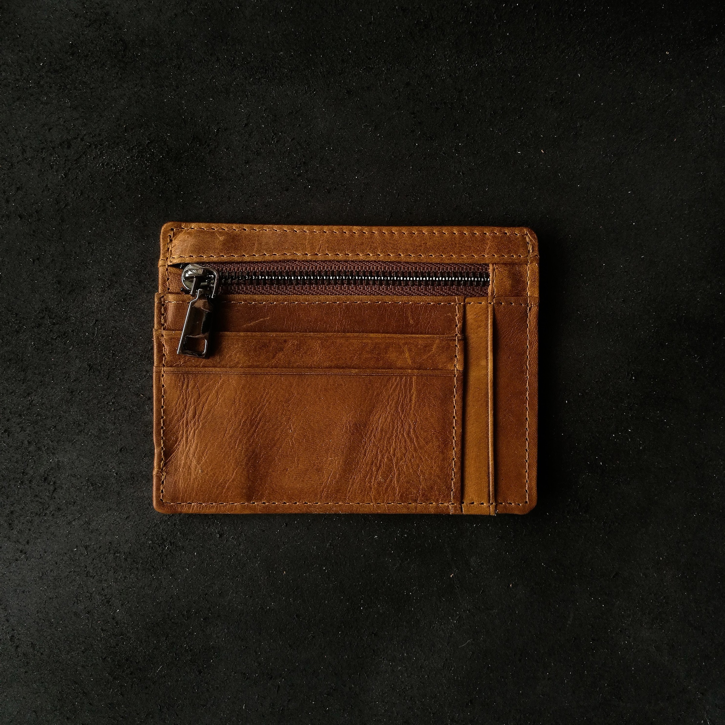 Full-Grain Leather Zipped Cardholder