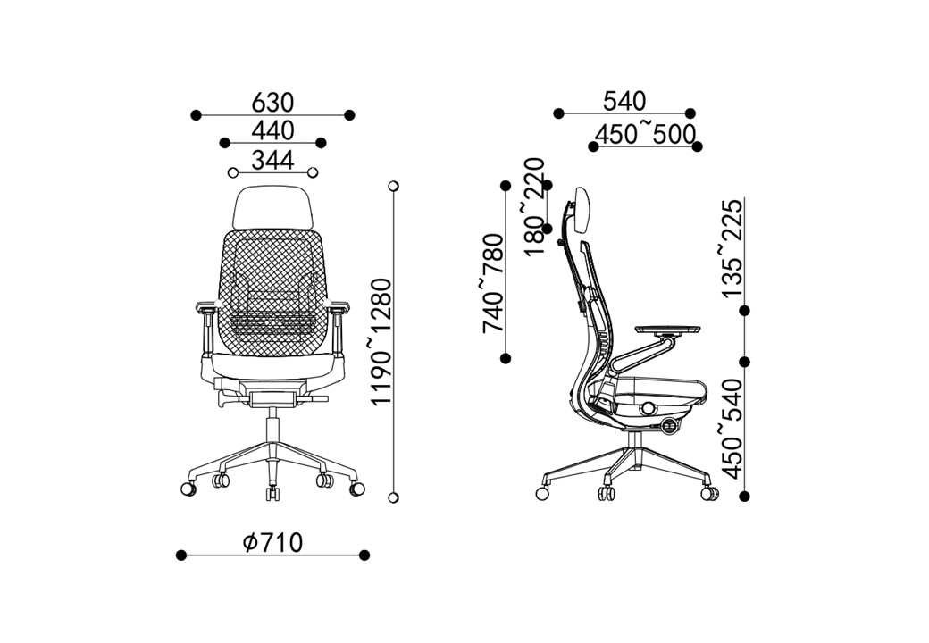 Sleek Ergonomic Office Chair Size