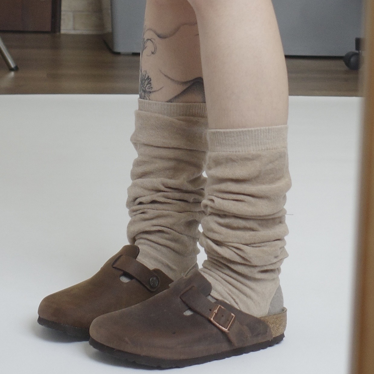 卡其堆堆薄襪套