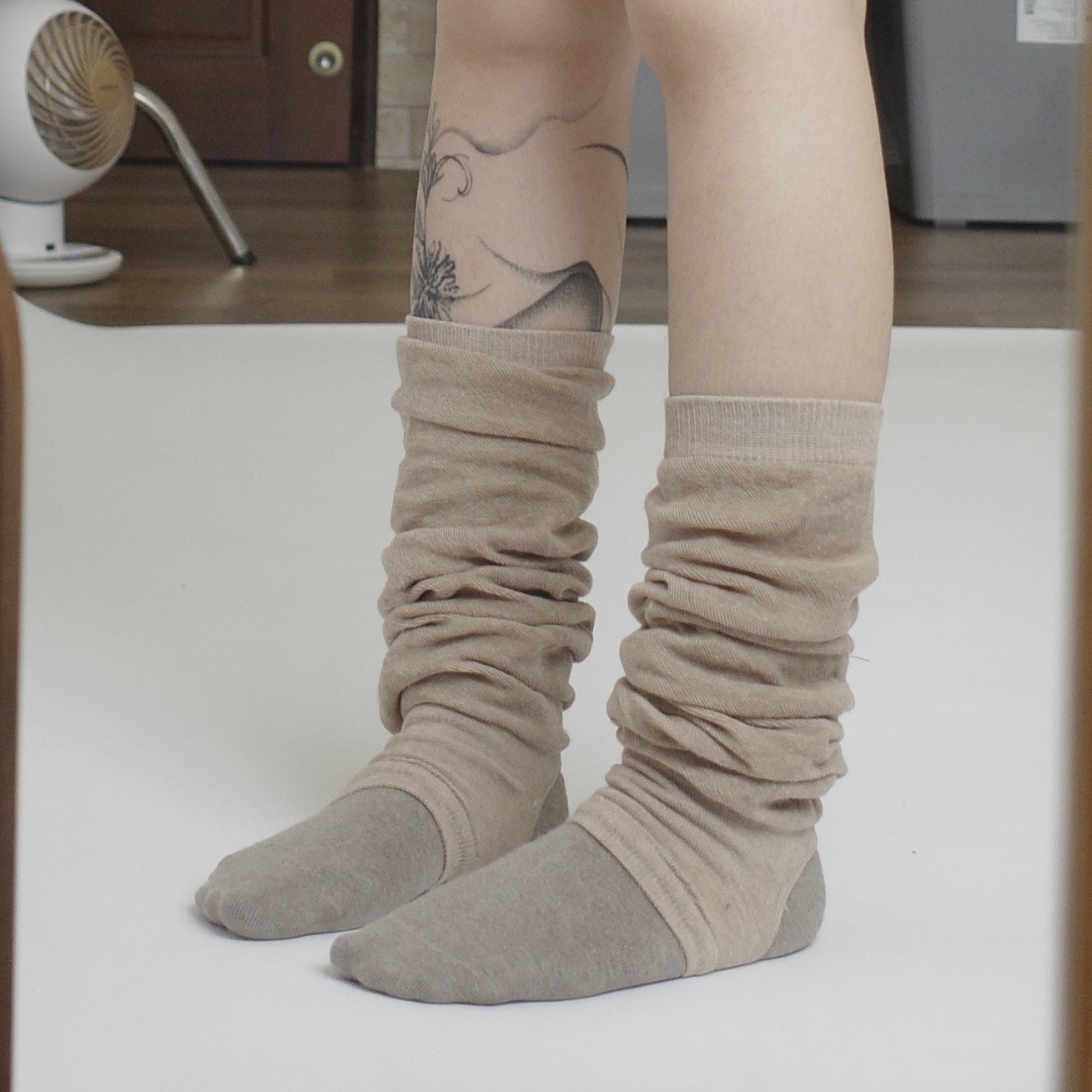 卡其堆堆薄襪套1