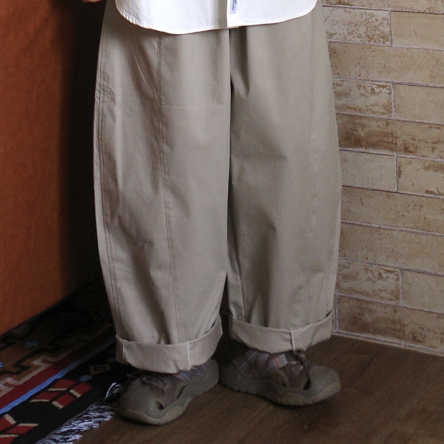 日系簡約慵懶寬褲1