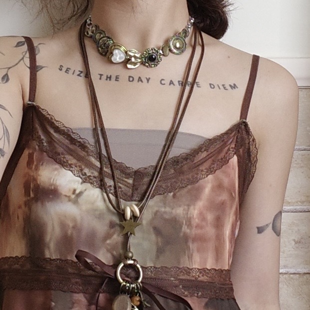 黃銅復古愛心項鍊2