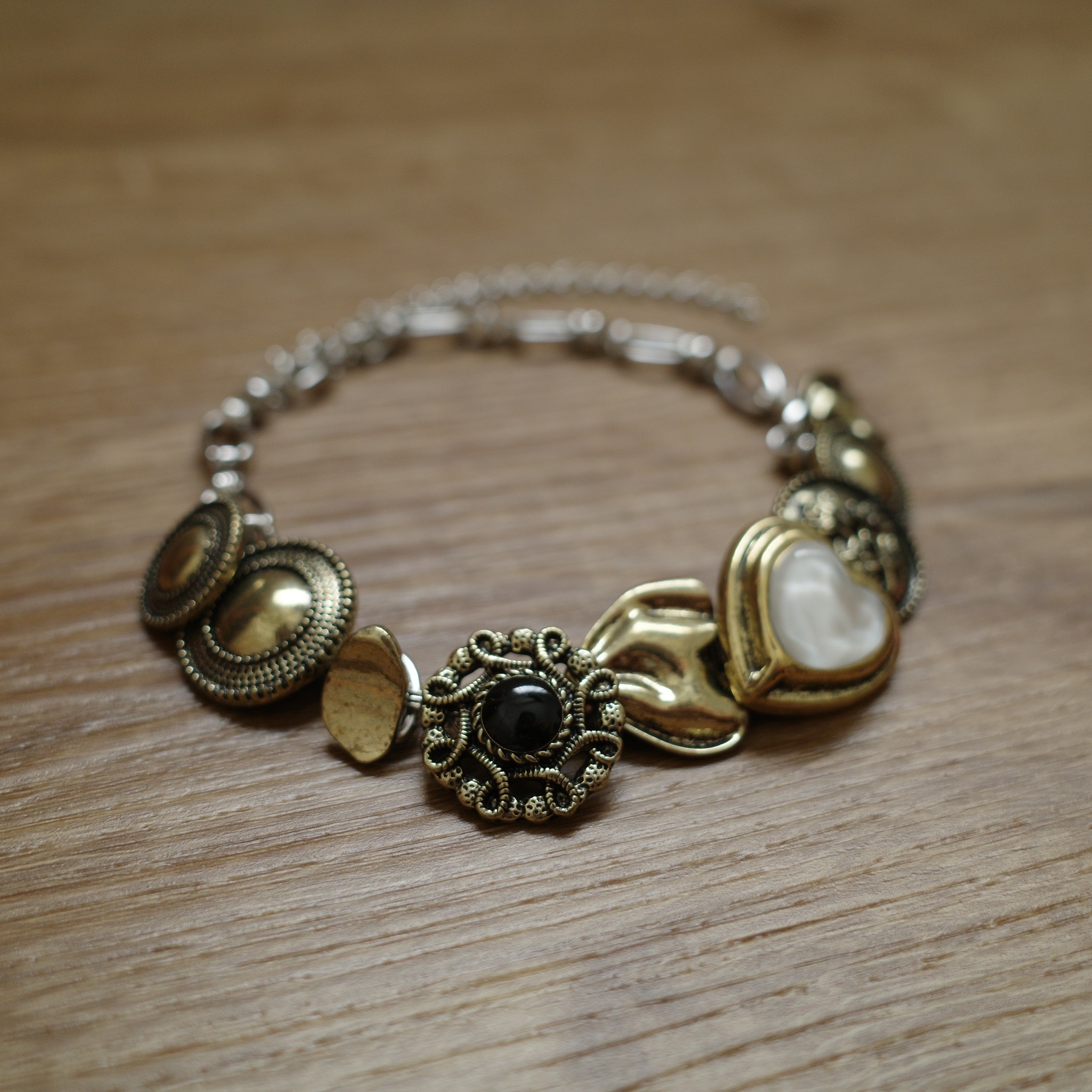 黃銅復古愛心項鍊1